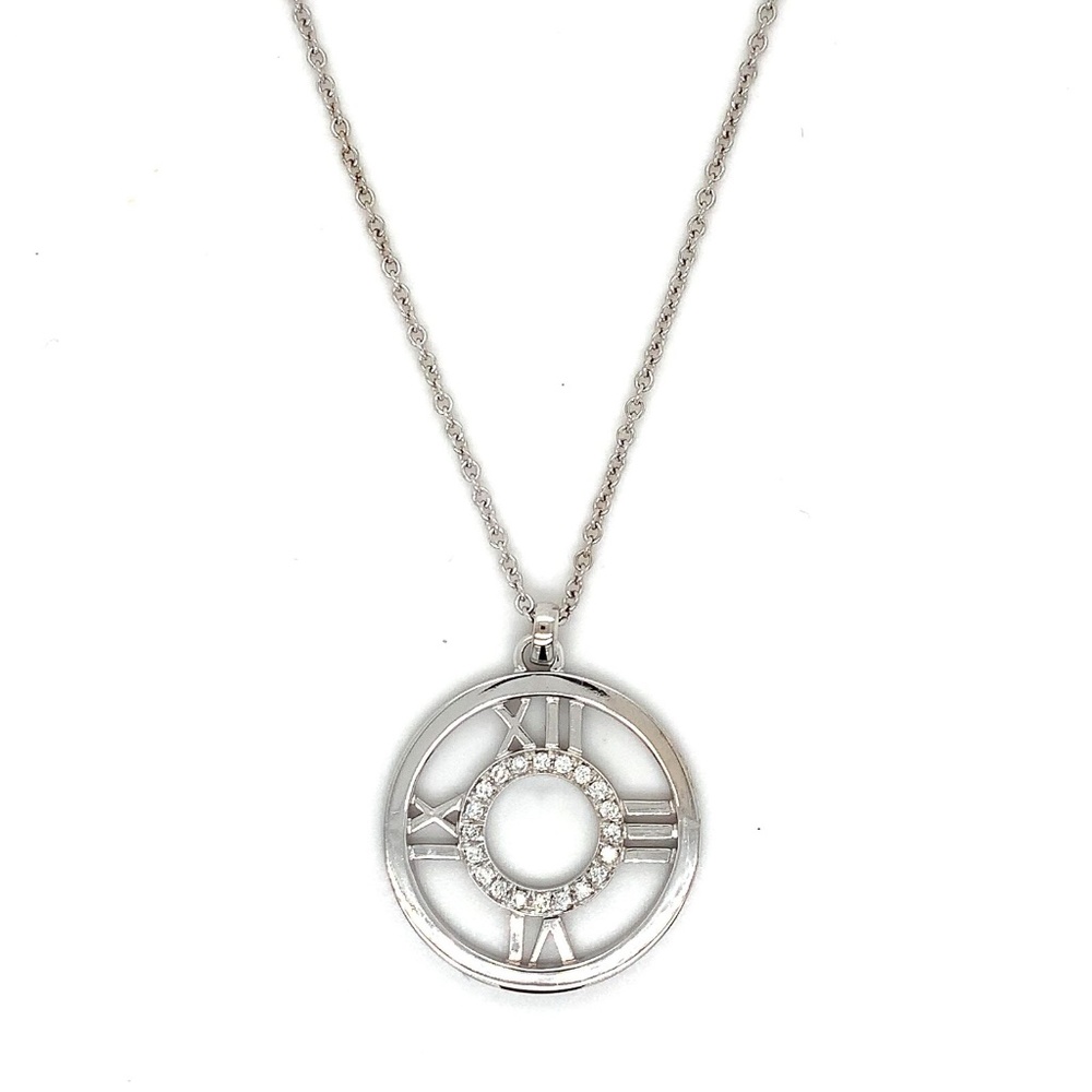 Tiffany & Co. Pierced Atlas Diamond Necklace in 18k White Gold 0.20 Ctw